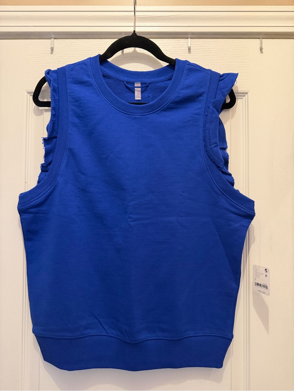 FP Movement by Free People Royal Blue Ruffle-Shoulder Muscle Tee - Small - NWT